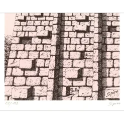 SPIRO Georges - Lithographie "Le mur" 32x25cm - 1971