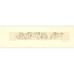 SPITZER Walter - Gravure originale "Les chevaux, décomposition" 17x60cm