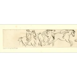 SPITZER Walter - Gravure originale "Les chevaux, décomposition" 17x60cm