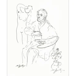SPITZER Walter - Lithographie "Le peintre" 32x25cm