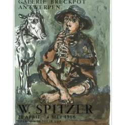 SPITZER Walter - Lithographie "Exposition Galerie Breckpote, Antwerpen" 52x39cm - 1966