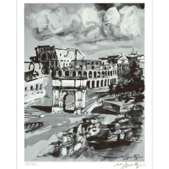 SPITZER Walter - Lithographie "Rome" 32x25cm - 1971
