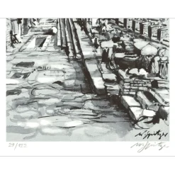 SPITZER Walter - Lithographie "Le Forum Romain" 32x25cm - 1971