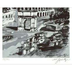 SPITZER Walter - Lithographie "Rome" 32x25cm - 1971