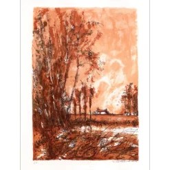 STEINLEN Aimé-Daniel - Lithographie originale "Paysage" 72x51cm