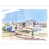 SUIRE-VERLEY Olivier - Aquarelle originale "Le port à marée basse" 40x50cm