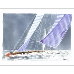 SUIRE-VERLEY Olivier - Aquarelle originale "Le spys violet" 40x50cm