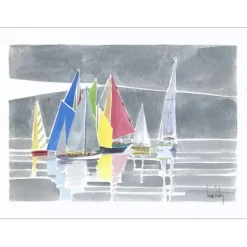 SUIRE-VERLEY Olivier - Aquarelle originale "La régate" 36x50cm