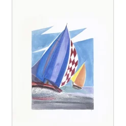SUIRE-VERLEY Olivier - Aquarelle originale "Bateaux en Mer" 65x50cm