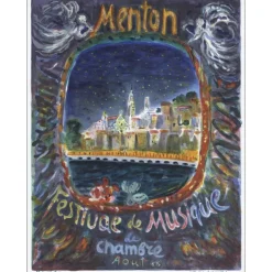 TERECHKOVITCH Kostia - Lithographie "Menton, Festival de musique" 67x51cm - 1966