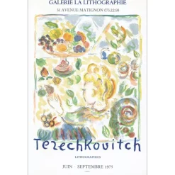 TERECHKOVITCH Kostia - Lithographie "Exposition Galerie la lithographie, Paris" 78x51cm - 1975