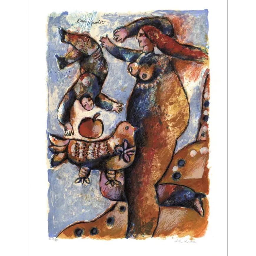 TOBIASSE Théo - Lithographie originale "L'oiseau prophète" 92x69cm