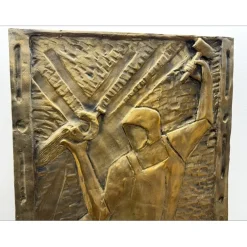 TOFFOLI Louis - Bas-Relief original en Bronze "Le Maréchal-Ferrant" 64x51cm - 1986