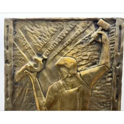 TOFFOLI Louis - Bas-Relief original en Bronze "Le Maréchal-Ferrant" 64x51cm - 1986