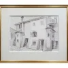 TOFFOLI Louis - Dessin original au crayon "Maison à Grado (Italie)" 26x36cm - Cadre