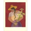 TOFFOLI Louis - Lithographie originale "Mexicaine aux arums" 69x49cm - 1968