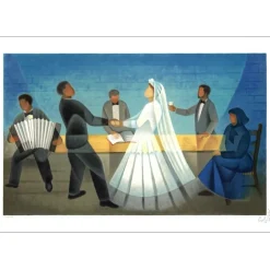 TOFFOLI Louis - Lithographie originale "Le Mariage" 56x76cm - 1996