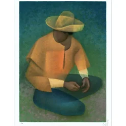 TOFFOLI Louis - Lithographie originale "Le Mexicain (Le gilet jaune)" 76x56cm - 1990