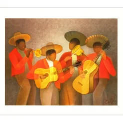 TOFFOLI Louis - Lithographie originale "Les mariachis" 45x56cm - 1987