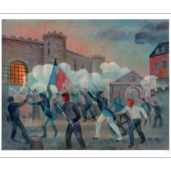 TOFFOLI Louis - Lithographie originale "La prise de la Bastille" 75x94cm - 1989