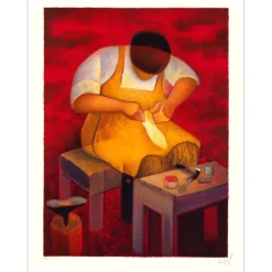 TOFFOLI Louis - Lithographie originale "Le Savetier (Le Cordonnier)" 65x50cm - 1986