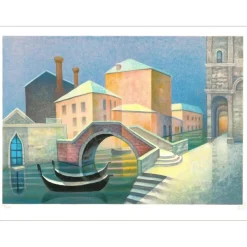 TOFFOLI Louis - Lithographie originale "Venise sous la neige" 56x76cm - 1989