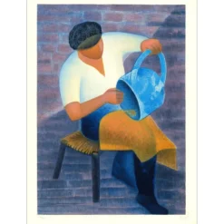 TOFFOLI Louis - Lithographie originale "L'artisan" 76x56cm - 1989