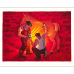 TOFFOLI Louis - Lithographie originale "Le Maréchal-Ferrant" 50x65cm - 1986