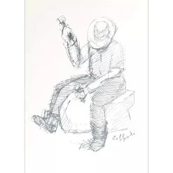 TOFFOLI Louis - Lithographie "Le tailleur de pierre" 30x21cm