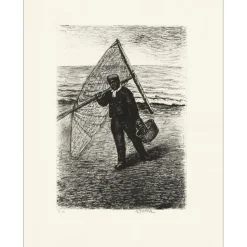 TOPOR Abram - Lithographie originale "Pêcheur" 43x33cm