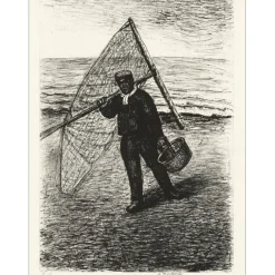 TOPOR Abram - Lithographie originale "Pêcheur" 43x33cm