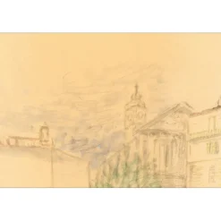 TOUCHAGUES Louis - Dessin original "Gondole à Venise" 54x26cm