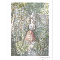 TOUCHAGUES Louis - Lithographie originale "La laitière et le pot au lait" 38x28cm - 1961