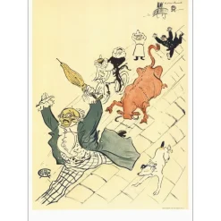 TOULOUSE-LAUTREC Henri - Lithographie "Promenade de la vache enragée" 75x54cm - 1974 - Mourlot