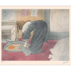 TOULOUSE-LAUTREC Henri - Lithographie "Elles: Femme au tub" 54x75cm