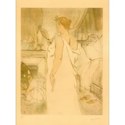 TOULOUSE-LAUTREC Henri - Lithographie "Femme au miroir" 76x54cm