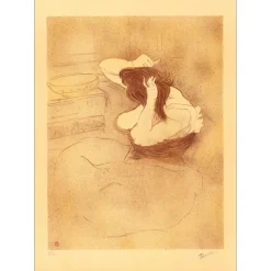 TOULOUSE-LAUTREC Henri - Lithographie "Femme se coiffant" 76x54cm