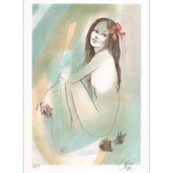 VALADIÉ Jean-Baptiste - Lithographie originale "Ève polynésienne" 55x39cm