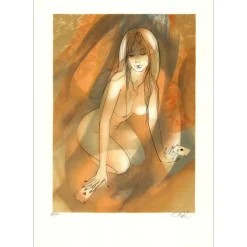 VALADIÉ Jean-Baptiste - Lithographie originale "Une jolie fleur" - 74x52cm - 1976