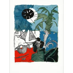 VENARD Claude - Lithographie originale "Bord de mer" - 75x53cm