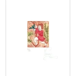 VERCRUYCE Bernard - Lithographie originale "La petite fille et l'oiseau" 34x25cm
