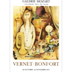 VERNET-BONFORT Robert - Lithographie "Exposition Galerie Mozart, Metz" 78x54cm - 1974
