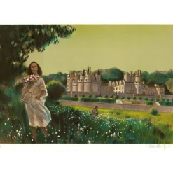 VERNET-BONFORT Robert - Lithographie originale "Château d'Ussé" 54x75cm - Ex 1/250
