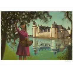 VERNET-BONFORT Robert - Lithographie originale "Château du Plessis-Bourré" 54x75cm - Ex 1/250