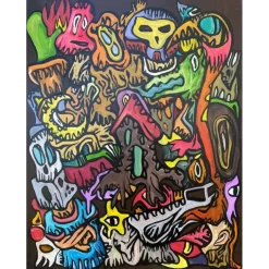 VERSCHAERE Fabien - Peinture originale à l'acrylique sur toile "Home" 81x60cm (25P) - 2020