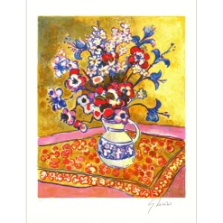 VIEILLEVIE Gérard - Lithographie originale "Bouquet Champêtre" 76x56cm