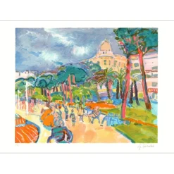VIEILLEVIE Gérard - Lithographie originale "Le Negresco à Nice" 56x76cm