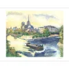VIEILLEVIE Gérard - Lithographie originale "Paris, L'île de la cité et Notre Dame" 56x76cm
