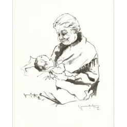VIKO Victor - Lithographie "Femme et enfant" 32x25cm - 1966