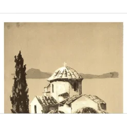 VIKO Victor - Lithographie "L'église" 32x25cm - 1970